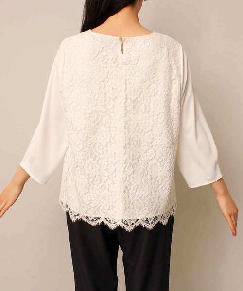 fleur by mint breeze(フルールバイミントブリーズ)の「【L~5L 大きいサイズ】スカラ レース ブラウス(シャツ/ブラウス・レディース・ネイビー/オフホワイト・3L/5L/4L/LL/L)」の7枚目の写真