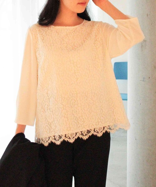 fleur by mint breeze(フルールバイミントブリーズ)の「【L~5L 大きいサイズ】スカラ レース ブラウス(シャツ/ブラウス・レディース・ネイビー/オフホワイト・3L/5L/4L/LL/L)」の19枚目の写真