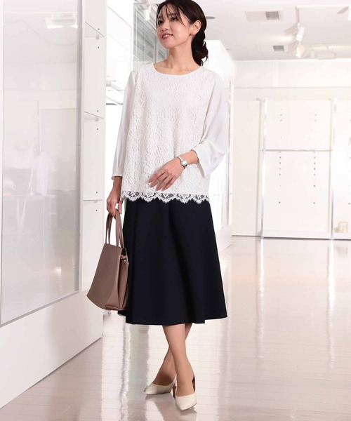 fleur by mint breeze(フルールバイミントブリーズ)の「【L~5L 大きいサイズ】スカラ レース ブラウス(シャツ/ブラウス・レディース・ネイビー/オフホワイト・3L/5L/4L/LL/L)」の21枚目の写真