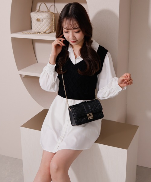 LIPSERVICE（リップサービス）の「LPベルトキルティングミニバッグ（ショルダーバッグ・レディース・アイボリー/ブラック・FREE）」の6枚目の写真