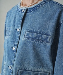 loungedress ノーカラーデニムジャケット loungedress ノーカラーデニムジャケット S-LL】大人のための