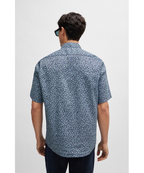 BOSS(ボス)の「モダンプリント ストレッチリネン シャツ(シャツ/ブラウス・メンズ・ブルー/オレンジ・XXL/XL/L/XXXL/S/M)」の4枚目の写真