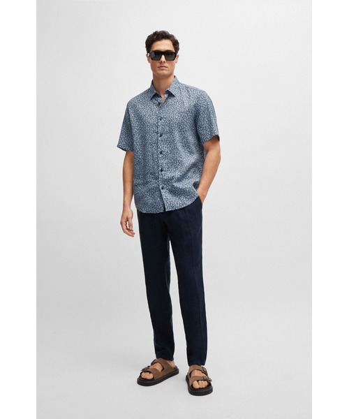 BOSS(ボス)の「モダンプリント ストレッチリネン シャツ(シャツ/ブラウス・メンズ・ブルー/オレンジ・XXL/XL/L/XXXL/S/M)」の5枚目の写真