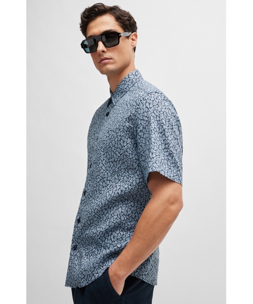 BOSS(ボス)の「モダンプリント ストレッチリネン シャツ(シャツ/ブラウス・メンズ・ブルー/オレンジ・XXL/XL/L/XXXL/S/M)」の11枚目の写真