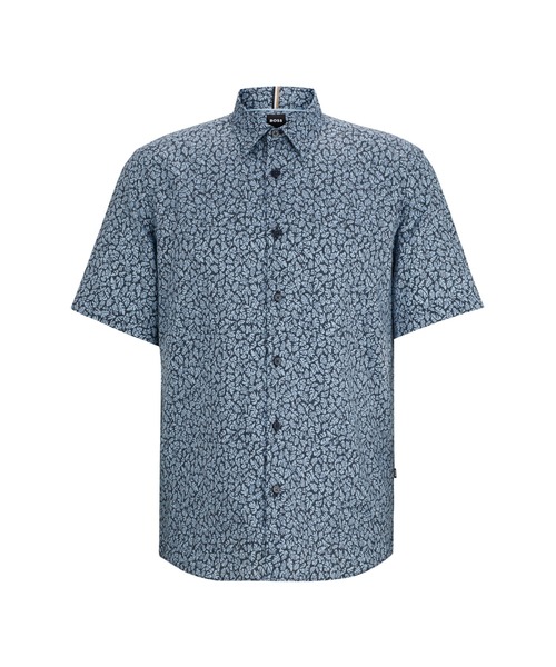 BOSS(ボス)の「モダンプリント ストレッチリネン シャツ(シャツ/ブラウス・メンズ・ブルー/オレンジ・XXL/XL/L/XXXL/S/M)」の6枚目の写真