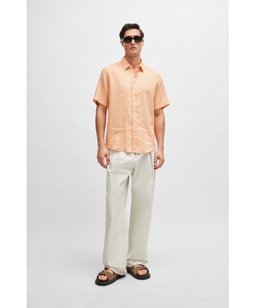BOSS(ボス)の「モダンプリント ストレッチリネン シャツ(シャツ/ブラウス・メンズ・ブルー/オレンジ・XXL/XL/L/XXXL/S/M)」の3枚目の写真