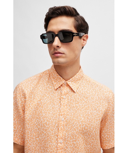 BOSS(ボス)の「モダンプリント ストレッチリネン シャツ(シャツ/ブラウス・メンズ・ブルー/オレンジ・XXL/XL/L/XXXL/S/M)」の7枚目の写真