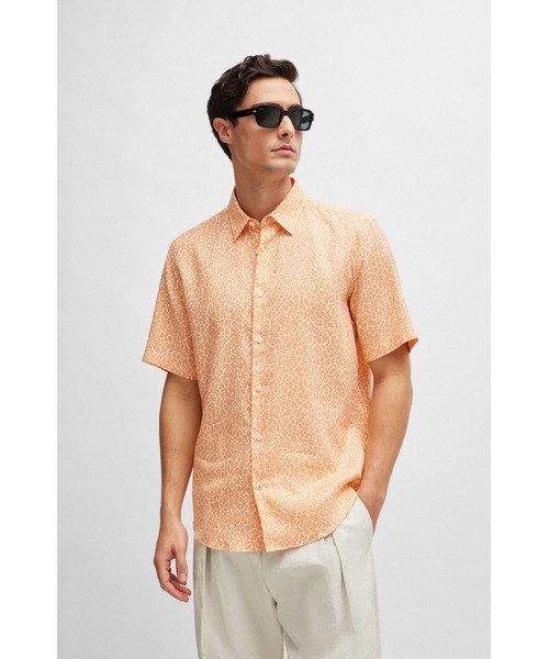 BOSS(ボス)の「モダンプリント ストレッチリネン シャツ(シャツ/ブラウス・メンズ・ブルー/オレンジ・XXL/XL/L/XXXL/S/M)」の8枚目の写真