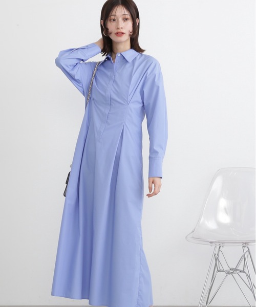 N.(N. Natural Beauty Basic)(エヌエヌナチュラルビューティーベーシック)の「◆バックレースアップシャツワンピース(ワンピース・レディース・チャコール/ピンク/ブルー・MEDIUM)」の19枚目の写真