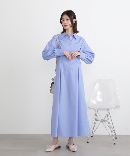 N.(N. Natural Beauty Basic)(エヌエヌナチュラルビューティーベーシック)の「◆バックレースアップシャツワンピース(ワンピース・レディース・チャコール/ピンク/ブルー・MEDIUM)」の20枚目の写真