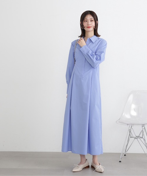 N.(N. Natural Beauty Basic)(エヌエヌナチュラルビューティーベーシック)の「◆バックレースアップシャツワンピース(ワンピース・レディース・チャコール/ピンク/ブルー・MEDIUM)」の21枚目の写真