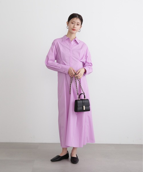 N.(N. Natural Beauty Basic)(エヌエヌナチュラルビューティーベーシック)の「◆バックレースアップシャツワンピース(ワンピース・レディース・チャコール/ピンク/ブルー・MEDIUM)」の5枚目の写真