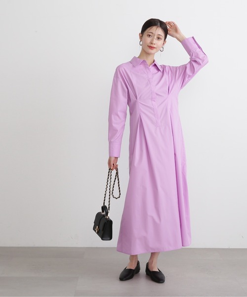 N.(N. Natural Beauty Basic)(エヌエヌナチュラルビューティーベーシック)の「◆バックレースアップシャツワンピース(ワンピース・レディース・チャコール/ピンク/ブルー・MEDIUM)」の7枚目の写真