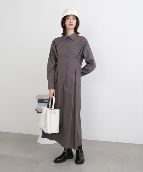 N.(N. Natural Beauty Basic)(エヌエヌナチュラルビューティーベーシック)の「◆バックレースアップシャツワンピース(ワンピース・レディース・チャコール/ピンク/ブルー・MEDIUM)」の14枚目の写真