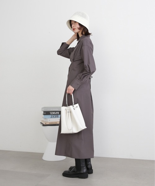 N.(N. Natural Beauty Basic)(エヌエヌナチュラルビューティーベーシック)の「◆バックレースアップシャツワンピース(ワンピース・レディース・チャコール/ピンク/ブルー・MEDIUM)」の16枚目の写真