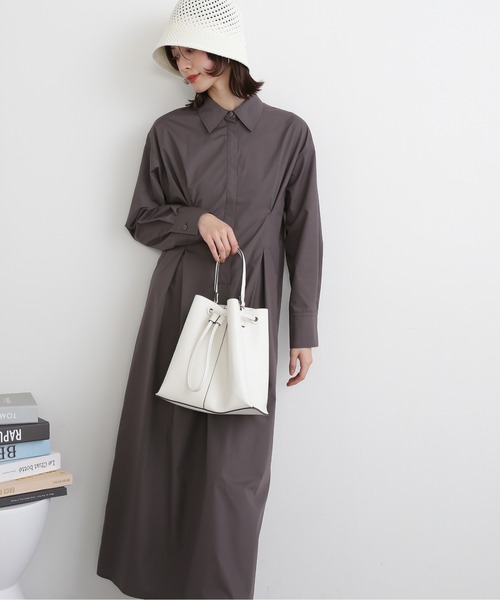 N.(N. Natural Beauty Basic)(エヌエヌナチュラルビューティーベーシック)の「◆バックレースアップシャツワンピース(ワンピース・レディース・チャコール/ピンク/ブルー・MEDIUM)」の17枚目の写真