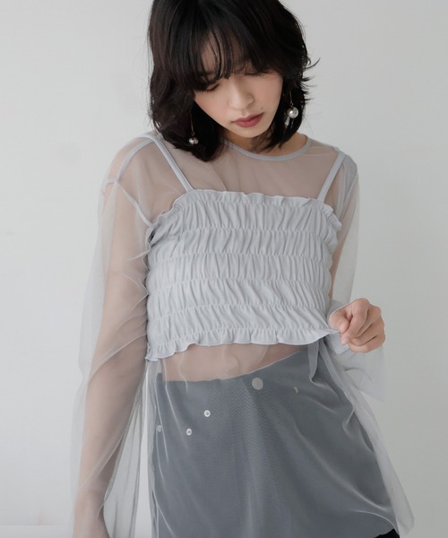 hellam（へラム）の「チュールビスチェセット（Tシャツ