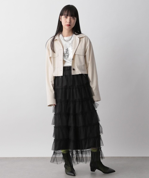 LOWRYS FARM（ローリーズファーム）の「ＴＲショートシャツ 991520（シャツ/ブラウス・レディース・ネイビー/グレー/アイボリー・FREE）」の4枚目の写真