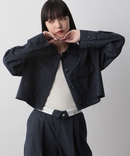 LOWRYS FARM（ローリーズファーム）の「ＴＲショートシャツ 991520（シャツ/ブラウス・レディース・ネイビー/グレー/アイボリー・FREE）」の8枚目の写真