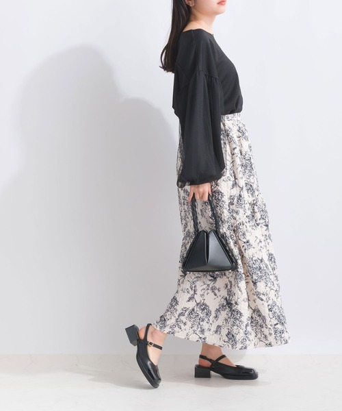 PICCIN（ピッチン）の「【WEB限定】膨れジャガードフラワー柄スカート（スカート・レディース・オフホワイト/ブラック・M/L/S）」の8枚目の写真