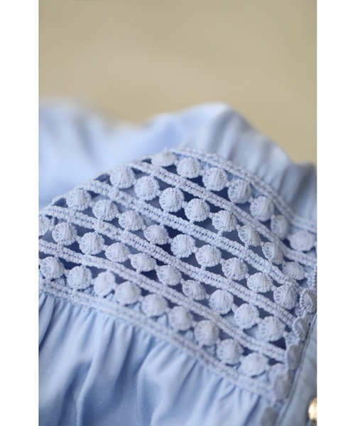 cawaii（カワイイ）の「(ベルト付き) 爽やかな風感じるサークルレースのロングワンピース（ワンピース・レディース・ブルー・FREE）」の6枚目の写真