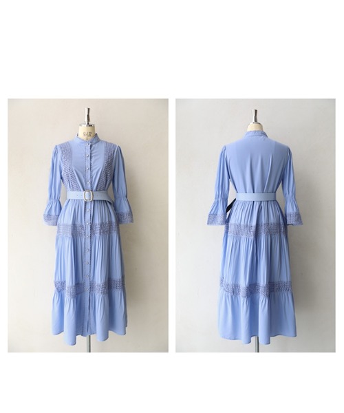 cawaii（カワイイ）の「(ベルト付き) 爽やかな風感じるサークルレースのロングワンピース（ワンピース・レディース・ブルー・FREE）」の10枚目の写真