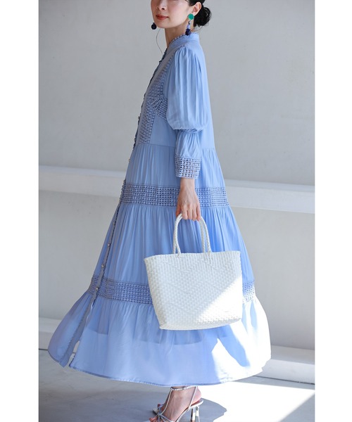 cawaii（カワイイ）の「(ベルト付き) 爽やかな風感じるサークルレースのロングワンピース（ワンピース・レディース・ブルー・FREE）」の11枚目の写真