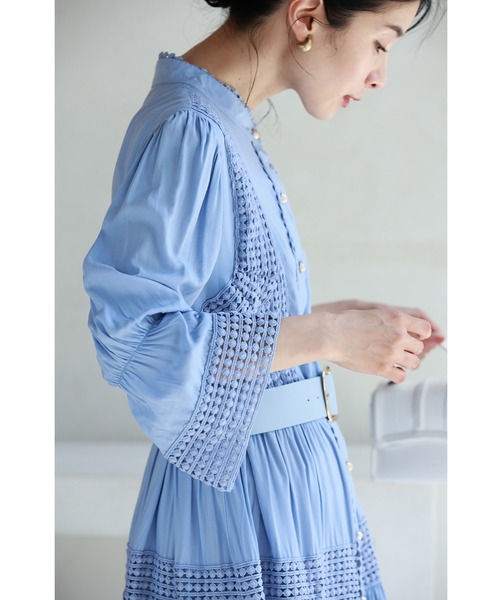 cawaii（カワイイ）の「(ベルト付き) 爽やかな風感じるサークルレースのロングワンピース（ワンピース・レディース・ブルー・FREE）」の12枚目の写真