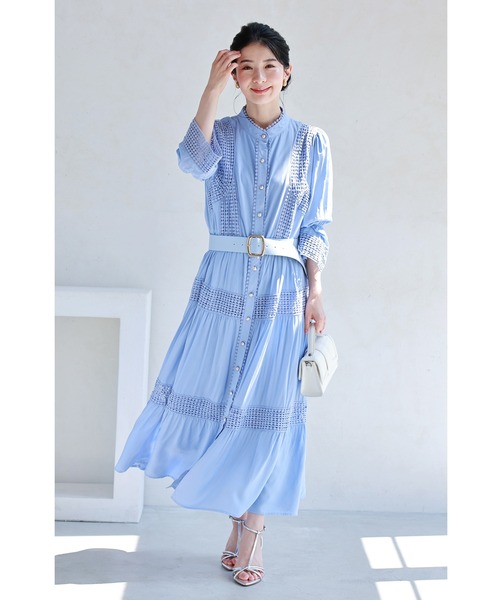 cawaii（カワイイ）の「(ベルト付き) 爽やかな風感じるサークルレースのロングワンピース（ワンピース・レディース・ブルー・FREE）」の13枚目の写真
