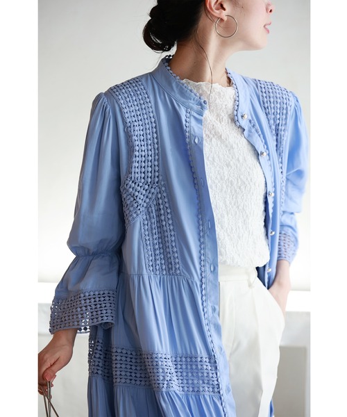 cawaii（カワイイ）の「(ベルト付き) 爽やかな風感じるサークルレースのロングワンピース（ワンピース・レディース・ブルー・FREE）」の14枚目の写真