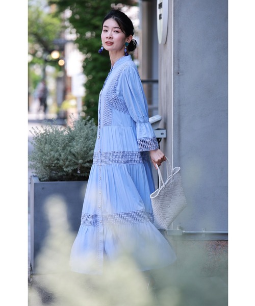 cawaii（カワイイ）の「(ベルト付き) 爽やかな風感じるサークルレースのロングワンピース（ワンピース・レディース・ブルー・FREE）」の16枚目の写真