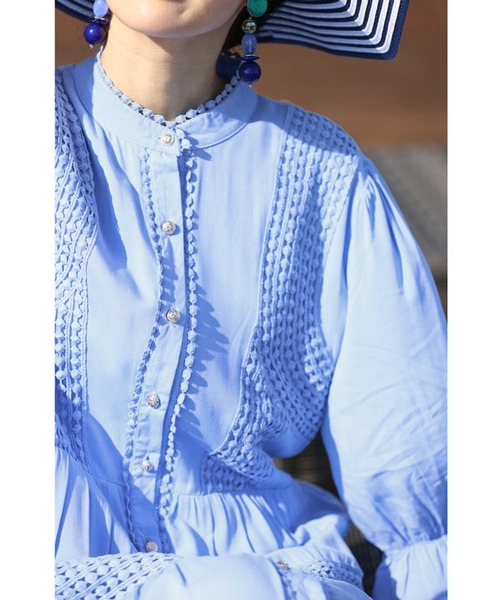 cawaii（カワイイ）の「(ベルト付き) 爽やかな風感じるサークルレースのロングワンピース（ワンピース・レディース・ブルー・FREE）」の17枚目の写真