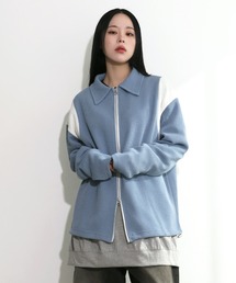 FOLLOWIN | [UNISEX][春アイテム]バーシティージャケット風2カラーニットカーディガン(カーディガン/ボレロ)