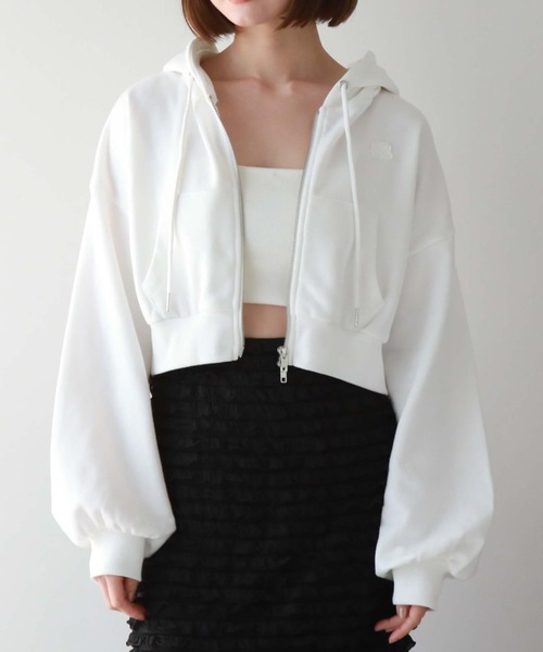 archives(アルシーヴ)の「Wzipショートパーカー(パーカー・レディース・ブラック/オフホワイト/グレー・MEDIUM)」の8枚目の写真