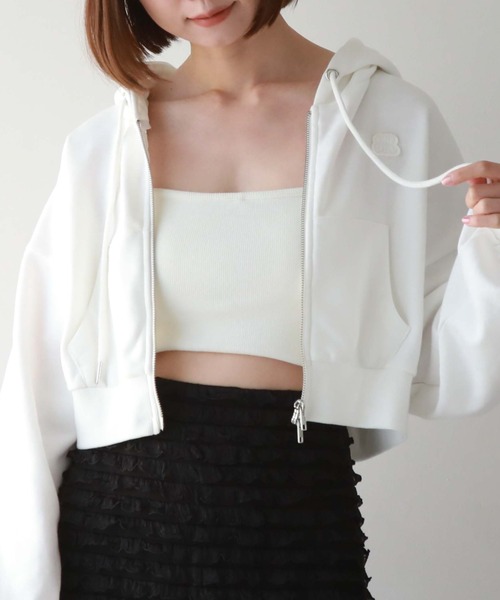 archives(アルシーヴ)の「Wzipショートパーカー(パーカー・レディース・ブラック/オフホワイト/グレー・MEDIUM)」の12枚目の写真