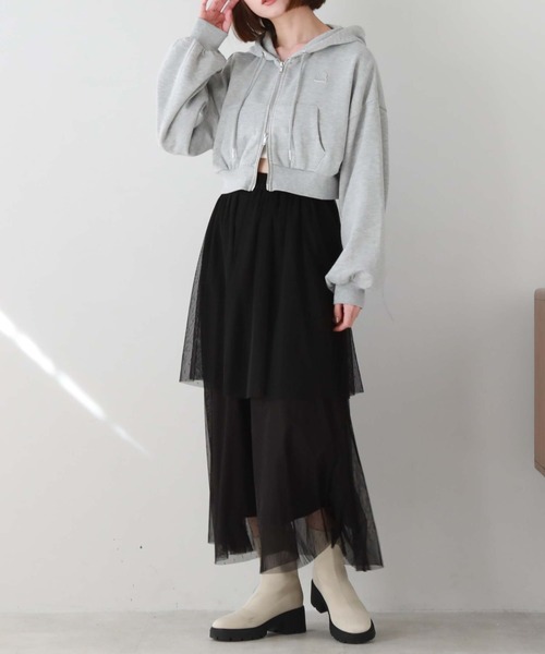 archives(アルシーヴ)の「Wzipショートパーカー(パーカー・レディース・ブラック/オフホワイト/グレー・MEDIUM)」の15枚目の写真