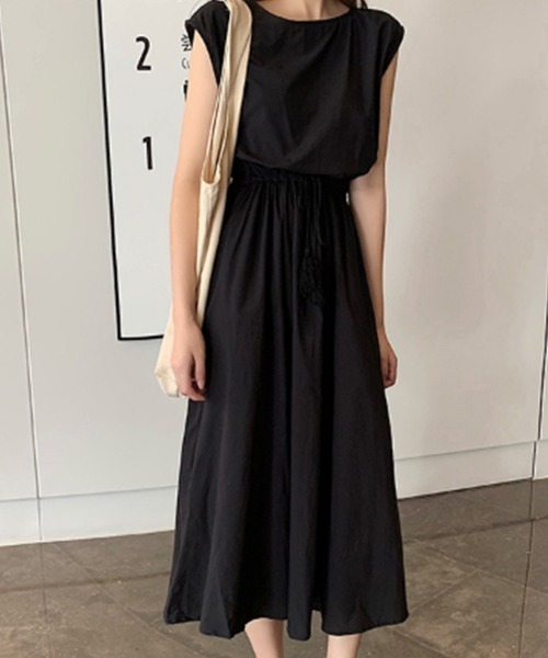 Miniministore(ミニミニストア)の「リネン風ワンピースレディース春夏半袖ノースリーブフレンチスリーブ袖なし半袖半袖(ワンピース・レディース・ブラック/ネイビー/ベージュ/チェック・L/S/XL/M)」の5枚目の写真