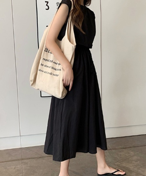 Miniministore(ミニミニストア)の「リネン風ワンピースレディース春夏半袖ノースリーブフレンチスリーブ袖なし半袖半袖(ワンピース・レディース・ブラック/ネイビー/ベージュ/チェック・L/S/XL/M)」の6枚目の写真