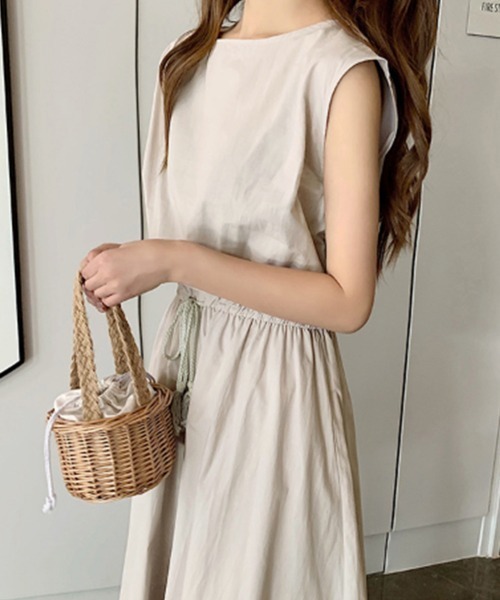 Miniministore(ミニミニストア)の「リネン風ワンピースレディース春夏半袖ノースリーブフレンチスリーブ袖なし半袖半袖(ワンピース・レディース・ブラック/ネイビー/ベージュ/チェック・L/S/XL/M)」の22枚目の写真