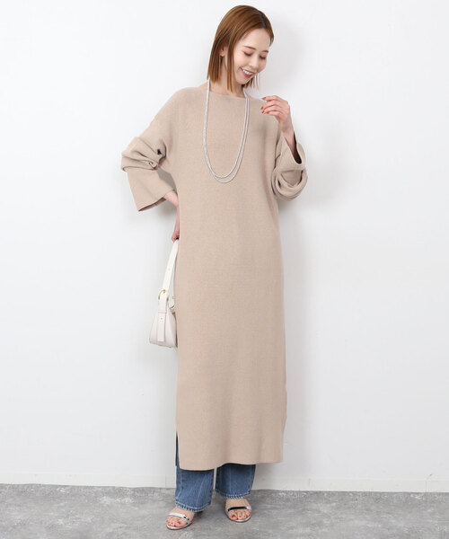 スローブイエナ／2023AW フレアスリーブポロエリニットワンピース スローブイエナ ニットワンピース ウォッシャブルフレアニット