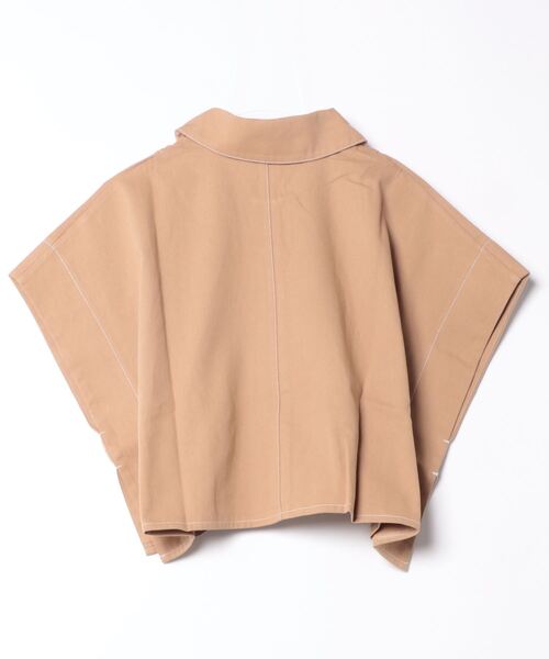 mimi toujours（ミミトゥジュール）の「配色ステッチ 衿付き ポンチョ ベスト mimi toujours×ももはな（ベスト・レディース・ブラウン/アイボリー・M）」の21枚目の写真