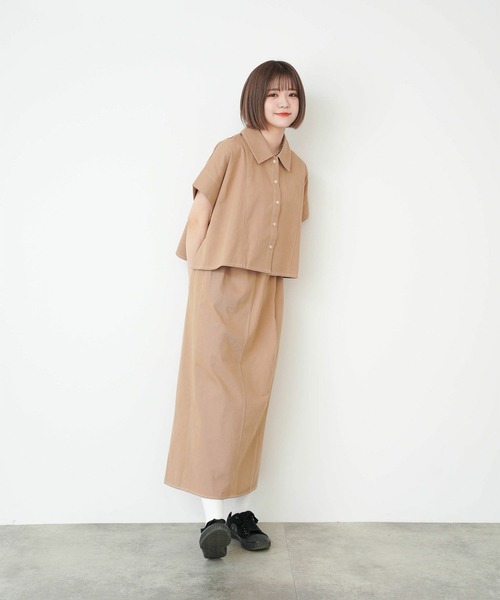 mimi toujours（ミミトゥジュール）の「配色ステッチ 衿付き ポンチョ ベスト mimi toujours×ももはな（ベスト・レディース・ブラウン/アイボリー・M）」の8枚目の写真