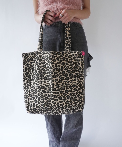 Jelly moo / ジェリームー 】 ロゴ パッチワーク レオパード柄 トート