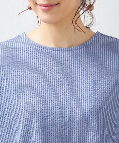 Petit Honfleur（プチオンフルール）の「サッカーストライププルオーバー（Tシャツ/カットソー・レディース・ネイビー/ブルー・M/L）」の5枚目の写真
