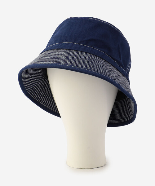 Bshop（ビショップ）の「cableami | オーガニックコットン ヘリンボーン バケットハット（ハット・レディース・ブルー/アイボリー・M/L）」の7枚目の写真