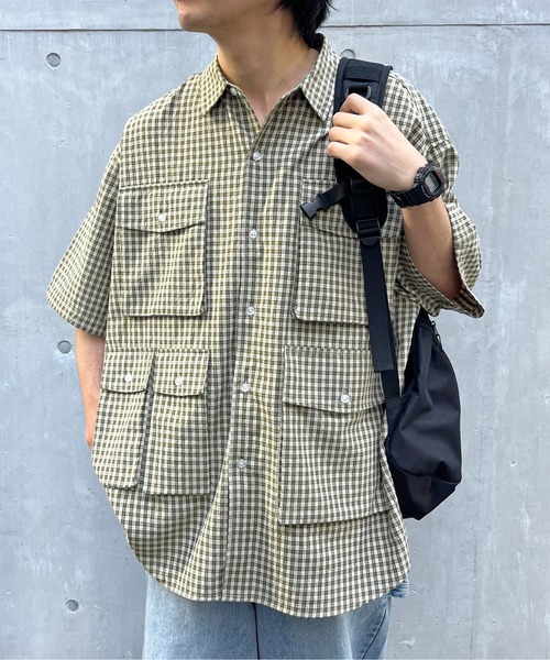 CPCM（シーピーシーエム）の「チェックフィッシング半袖シャツ（シャツ/ブラウス・メンズ・カーキ/ブルー/ネイビー/ブルー系その他/グリーン/ブルー系その他2・MEDIUM/LARGE）」の3枚目の写真