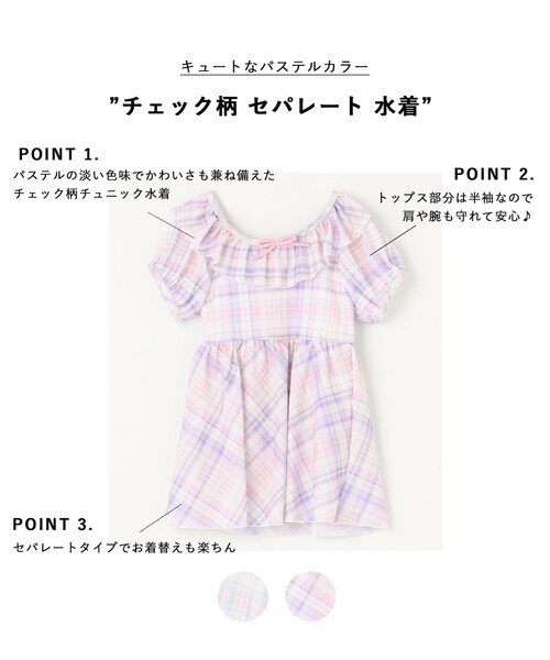 メーカー公式ショップ】 rienda フリル付きチェック柄セパレート