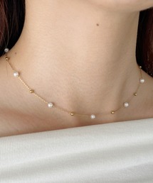 sowang | ステンレス/ランダム ボール パールネックレス-stainless/random ball pearl necklace-(ネックレス)