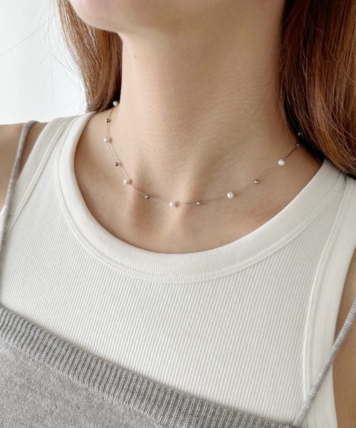 sowang（ソワン）の「ステンレス/ランダム ボール パールネックレス-stainless/random ball pearl necklace-（ネックレス・レディース・シルバー/ゴールド・FREE）」の14枚目の写真