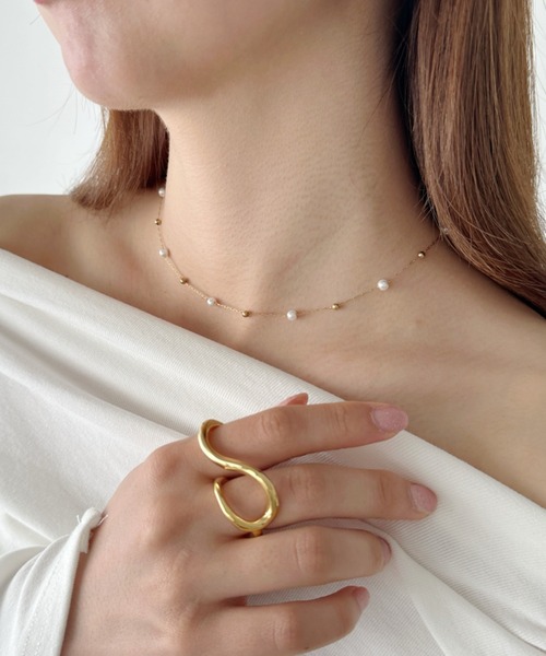 sowang（ソワン）の「ステンレス/ランダム ボール パールネックレス-stainless/random ball pearl necklace-（ネックレス・レディース・シルバー/ゴールド・FREE）」の3枚目の写真